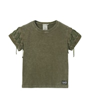FADED LACED UP SLEEVE S/S COMPACT TOP