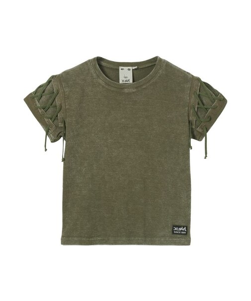FADED LACED UP SLEEVE S/S COMPACT TOP