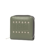 LOGO AND STAR STUDDED FAUX LEATHER MINI WALLET