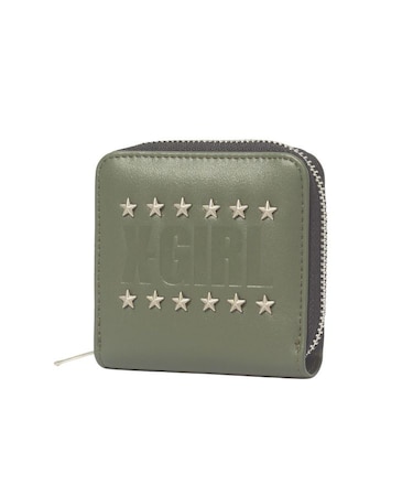 LOGO AND STAR STUDDED FAUX LEATHER MINI WALLET