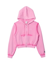 FADED CUT OFF COMPACT ZIP UP SWEWAT HOODIE
