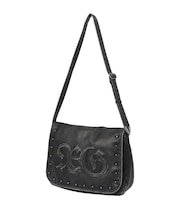 XG LOGO PATCH STUDDED FAUX LEATHER SHOULDER BAG