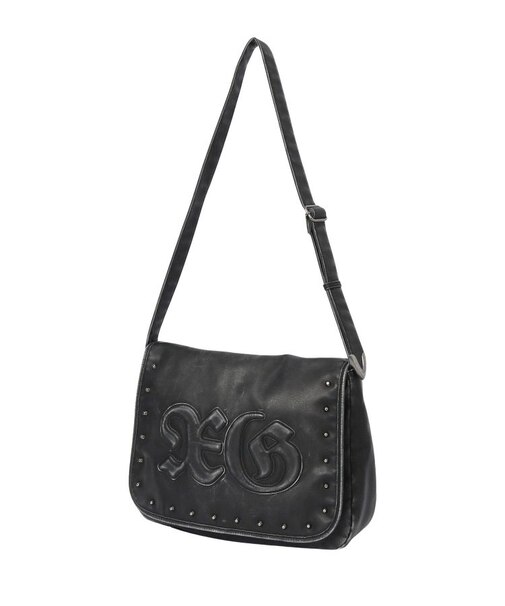 XG LOGO PATCH STUDDED FAUX LEATHER SHOULDER BAG