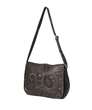 XG LOGO PATCH STUDDED FAUX LEATHER SHOULDER BAG