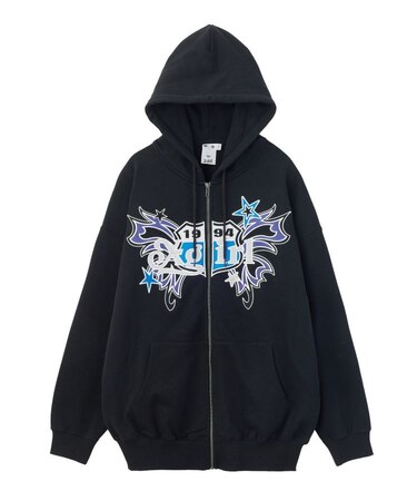 BUTTERFLY EMBLEM ZIP UP SWEAT HOODIE