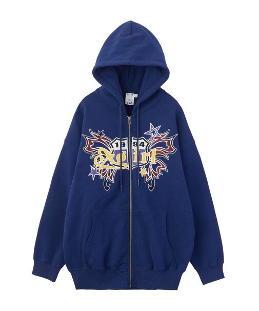 BUTTERFLY EMBLEM ZIP UP SWEAT HOODIE