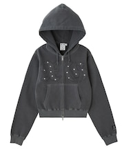 STUDDED XG LOGO ZIP UP SWEAT COMPACT HOODIE