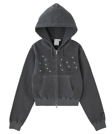 STUDDED XG LOGO ZIP UP SWEAT COMPACT HOODIE
