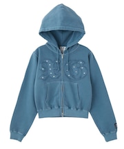 STUDDED XG LOGO ZIP UP SWEAT COMPACT HOODIE