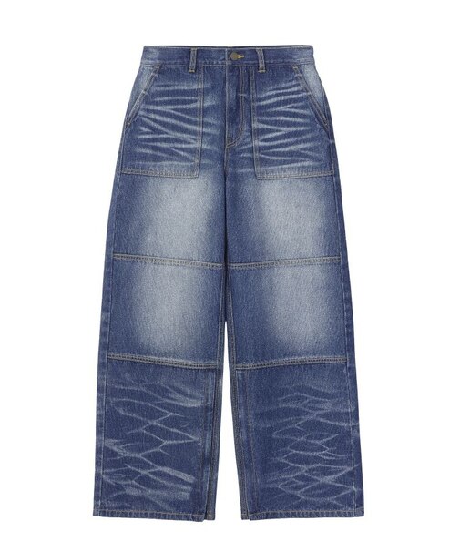 FADED WIDE LEG FLARE DENIM PANTS