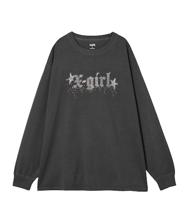 FADED RHINESTONE STARDUST LOGO L/S BIG TEE DRESS