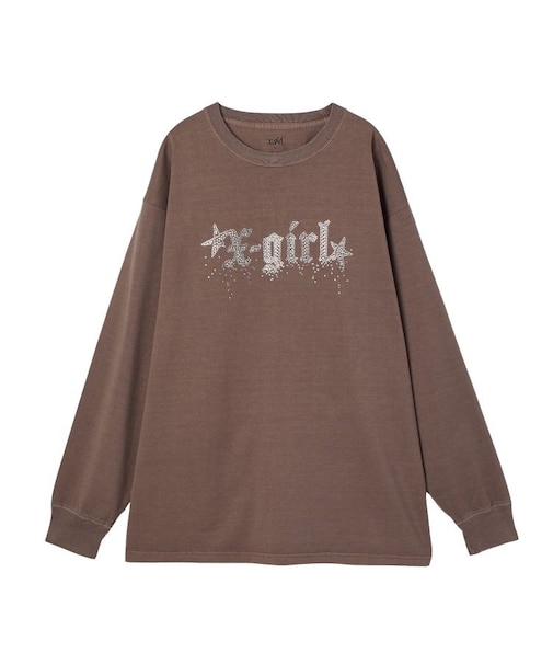 FADED RHINESTONE STARDUST LOGO L/S BIG TEE DRESS