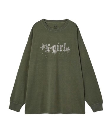 FADED RHINESTONE STARDUST LOGO L/S BIG TEE DRESS
