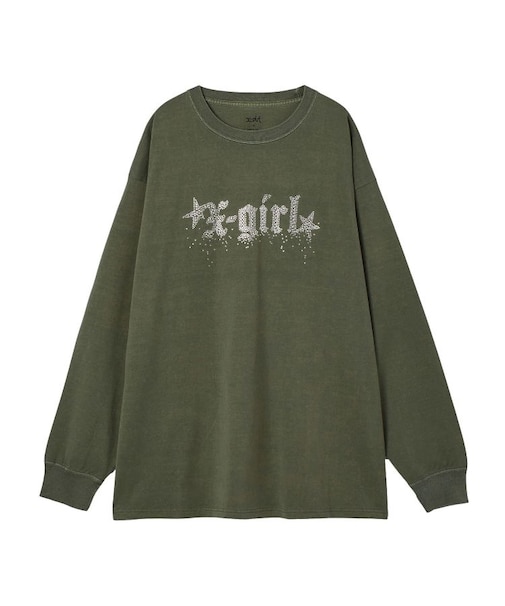 FADED RHINESTONE STARDUST LOGO L/S BIG TEE DRESS