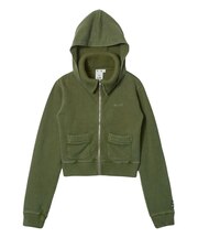 FADED SWEAT AND RIB ZIP UP COMPACT HOODIE