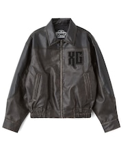 FAUX LEATHER LOGO PATCH JACKET