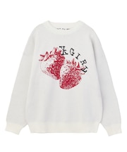 STRAWBERRY AND LOGO JACQUARD KNIT TOP
