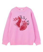 STRAWBERRY AND LOGO JACQUARD KNIT TOP