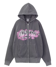 LETTERING SPRAY LOGO ZIP UP SWEAT HOODIE