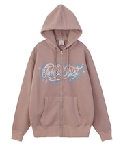 LETTERING SPRAY LOGO ZIP UP SWEAT HOODIE