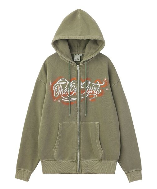 LETTERING SPRAY LOGO ZIP UP SWEAT HOODIE