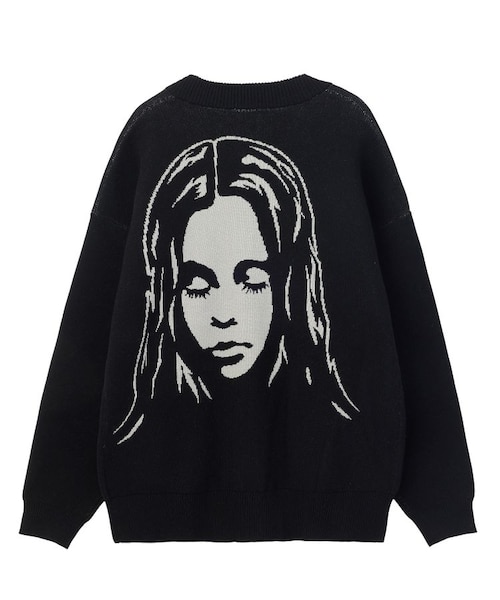 最安値　Loved One Logo Jacquard Knit FACE BACK JACQUARD KNIT CARDIGAN｜エックスガールの通販｜&mall