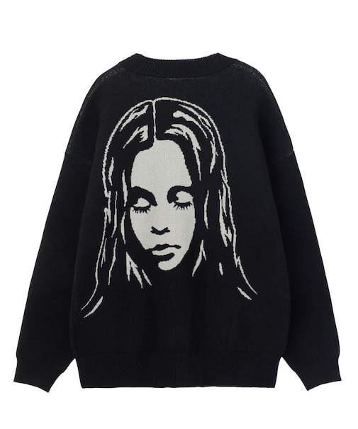 FACE BACK JACQUARD KNIT CARDIGAN