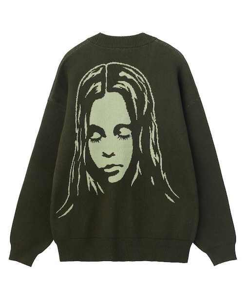 FACE BACK JACQUARD KNIT CARDIGAN