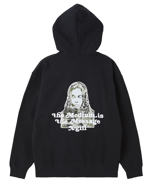 BRUSHED COLLAGE GRAPHIC FACE PATCH ZIP UP SWEAT HOODIE｜エックス