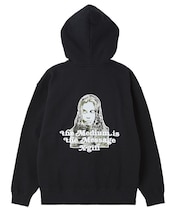 BRUSHED COLLAGE GRAPHIC FACE PATCH ZIP UP SWEAT HOODIE