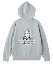 BRUSHED COLLAGE GRAPHIC FACE PATCH ZIP UP SWEAT HOODIE