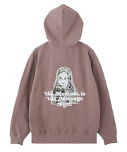 BRUSHED COLLAGE GRAPHIC FACE PATCH ZIP UP SWEAT HOODIE