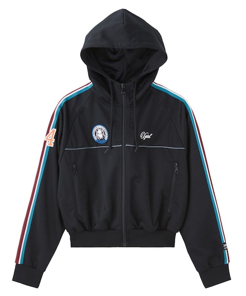 LOGO PATCHED ZIP UP JERSEY COMPACT HOODIE