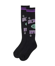 WORLD LOGO JACQUARD RIB HIGH SOCKS