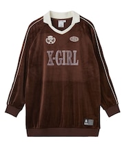 RHINESTONE LOGO VELOUR GAME SHIRT DRESS