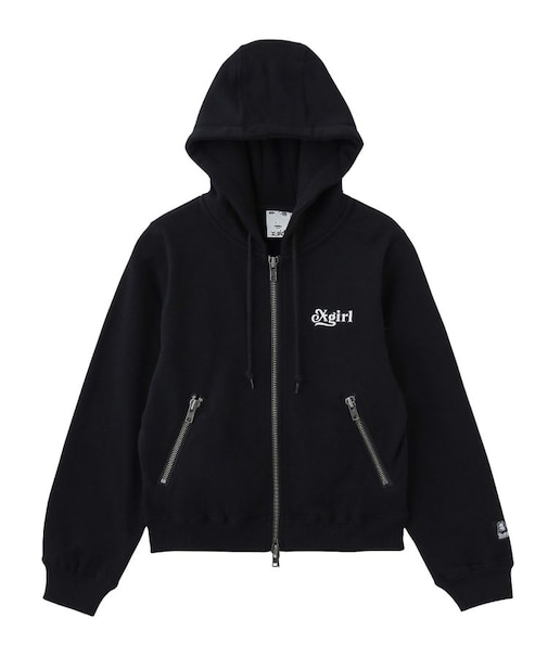 BACK LACE UP ZIP UP SWEAT HOODIE