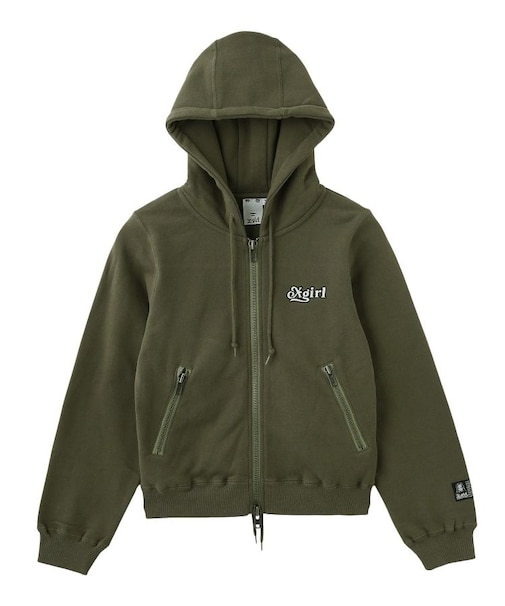 BACK LACE UP ZIP UP SWEAT HOODIE