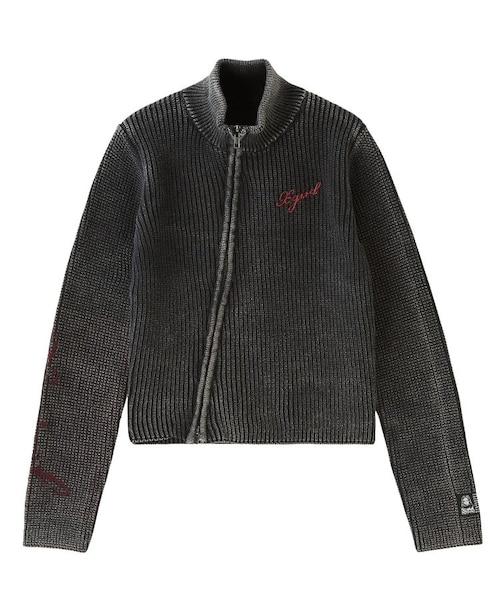 SLEEVE LOGO FADED ZIP UP KNIT TOP｜エックスガールの通販｜&mall