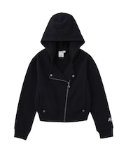 DOUBLE COLLAR ZIP UP SWEAT HOODIE
