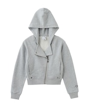 DOUBLE COLLAR ZIP UP SWEAT HOODIE