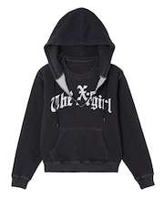 LAYERED STYLE FRONT SLIT SWEAT HOODIE