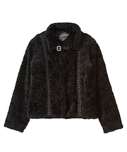 FAUX FUR LACE UP JACKET