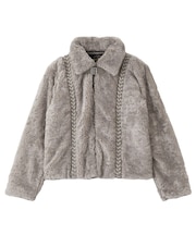 FAUX FUR LACE UP JACKET