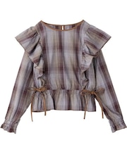 PLAID RUFFLE BLOUSE