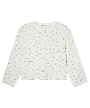 FLORAL PATTERN WAFFLE CARDIGAN