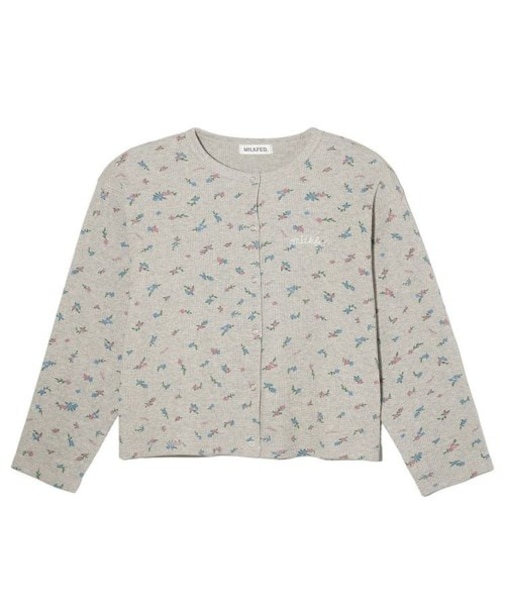 FLORAL PATTERN WAFFLE CARDIGAN