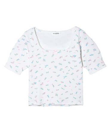 FLORAL PATTERN SQUARE NECK TOP