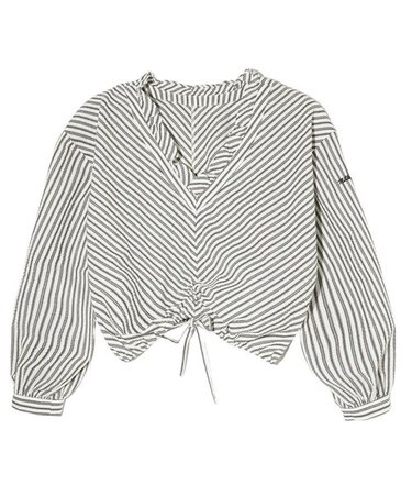 STRIPED RUFFLE COLLAR BLOUSE