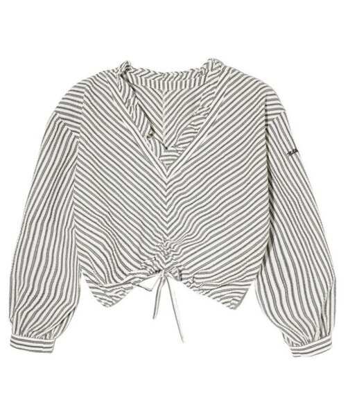 STRIPED RUFFLE COLLAR BLOUSE