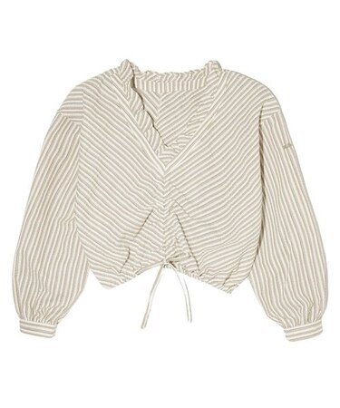 STRIPED RUFFLE COLLAR BLOUSE